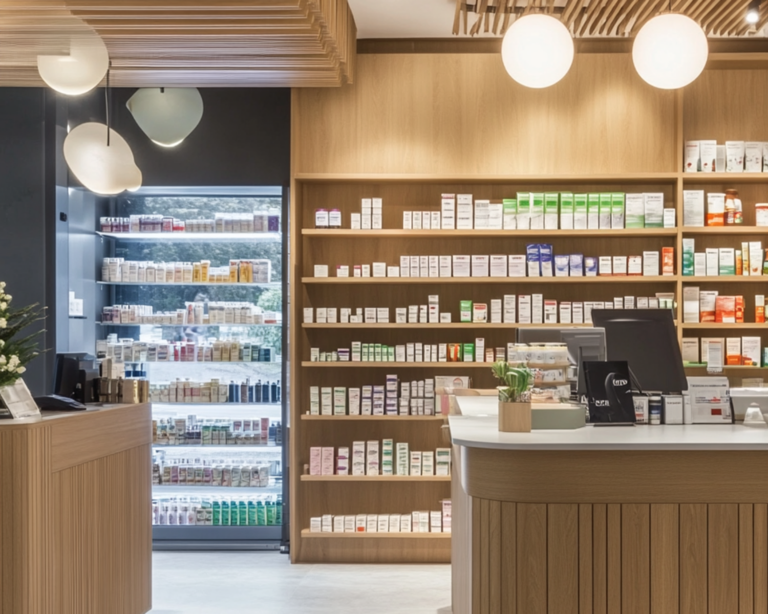 pharmacie bien être intérieur bois